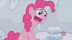 Size: 400x225 | Tagged: safe, screencap, pinkie pie, earth pony, pony, g4, not asking for trouble, faic, female, gif, non-animated gif, open mouth, ponk, snow, solo