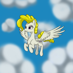 Size: 2000x2000 | Tagged: safe, artist:cefey, surprise, pegasus, pony, g1, cloud, female, flying, high res, mare, solo