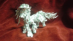 Size: 2560x1440 | Tagged: safe, artist:thefoilguy, oc, oc only, oc:mad munchkin, pony, aluminum, foil, irl, photo, request, requested art, sculpture, traditional art