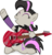 Size: 2631x2766 | Tagged: safe, artist:punzil504, idw, octavia melody, earth pony, pony, g4, ^^, alternate universe, clothes, electric guitar, eyes closed, female, guitar, high res, jacket, leather jacket, mare, mirror universe, musical instrument, rock (music), rocktavia, simple background, smiling, solo, transparent background
