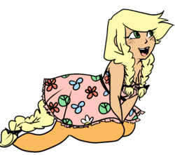 Size: 1090x964 | Tagged: safe, artist:/d/non, color edit, edit, editor:color anon, oc, oc only, oc:cinnamon cider, satyr, colored, female, offspring, parent:applejack, simple background, solo, tooth gap, transparent background