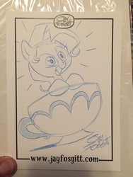 Size: 768x1024 | Tagged: safe, artist:jay fosgitt, artist:ramivic, trixie, pony, unicorn, g4, cup, cup of pony, cute, diatrixes, female, micro, solo, teacup, that pony sure does love teacups, traditional art