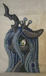 Size: 1440x2367 | Tagged: source needed, safe, queen chrysalis, changeling, changeling queen, g4, cross stitch, female, solo