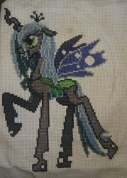 Size: 1440x2016 | Tagged: source needed, safe, queen chrysalis, changeling, changeling queen, g4, cross stitch, female, solo