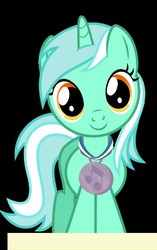Size: 296x470 | Tagged: safe, edit, lyra heartstrings, pony, unicorn, g4, parental glideance, black background, cropped, cute, female, filly, filly lyra, mare, medal, simple background, solo