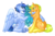 Size: 4850x3169 | Tagged: safe, artist:amazing-artsong, oc, oc only, oc:blue razzberry, oc:citrus tang, oc:feather light, pegasus, pony, unicorn, eyes closed, gay, grin, high res, horn, looking at each other, magical gay spawn, male, oc x oc, offspring, one eye closed, pegasus oc, shipping, simple background, smiling, smiling at each other, stallion, transparent background, unicorn oc
