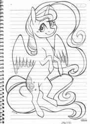 Size: 1685x2319 | Tagged: safe, artist:twixyamber, princess luna, pony, g4, female, lined paper, monochrome, solo, traditional art