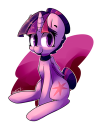 Size: 3915x5000 | Tagged: safe, artist:luxaestas, twilight sparkle, alicorn, pony, g4, absurd resolution, alternate hairstyle, choker, cute, female, hair bun, hnnng, looking at you, mare, simple background, sitting, smiling, solo, tail bun, twiabetes, twilight sparkle (alicorn), white background
