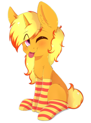 Size: 1140x1539 | Tagged: safe, artist:adostume, oc, oc only, pony, clothes, simple background, socks, solo, striped socks, tongue out, white background