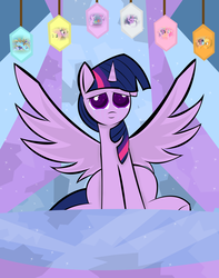 Size: 2550x3234 | Tagged: safe, artist:skyflys, screencap, applejack, fluttershy, pinkie pie, rainbow dash, rarity, starlight glimmer, twilight sparkle, alicorn, pony, a hearth's warming tail, feeling pinkie keen, flutter brutter, g4, bittersweet, crying, female, high res, immortality, immortality blues, mare, memories, solo, spread wings, twilight sparkle (alicorn), twilight will outlive her friends, wings