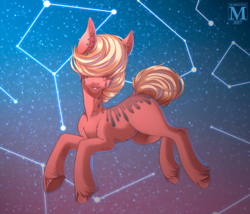 Size: 1200x1028 | Tagged: safe, artist:margony, oc, oc only, oc:starry sky, pony, commission, constellation, female, mare, smiling, solo, stars, ych result