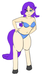 Size: 482x874 | Tagged: artist needed, safe, oc, oc only, oc:sapphire belle, satyr, bikini, clothes, offspring, parent:oc:anon, parent:rarity, shaved, shaved legs, simple background, solo, swimsuit, white background