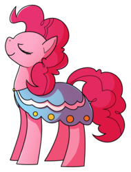 Size: 692x911 | Tagged: safe, artist:amazingmollusk, pinkie pie, earth pony, pony, g4, clothes, dress, eyes closed, female, happy, pie daily, simple background, solo, transparent background