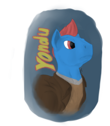 Size: 1115x1280 | Tagged: safe, artist:bugbytesdraws, pony, badge, guardians of the galaxy, ponified, solo, yondu udonta