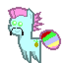 Size: 128x128 | Tagged: safe, oc, oc only, oc:yurmum, pony, food, fu manchu, mohawk, pineapple, pointy ponies, rainbow tail, simple background, solo, transparent background