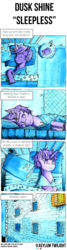Size: 608x2263 | Tagged: safe, artist:dreamingnoctis, twilight sparkle, pony, ask asylum twilight, g4, anxiety, asylum, bed, bedroom, comic, depression, dusk shine, ink, night, nightstand, pillow, rule 63, solo, traditional art, watercolor painting