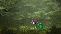 Size: 1920x1080 | Tagged: safe, artist:calliegreen, oc, oc only, oc:callie green, pegasus, pony, 3d, female, forest, mare, solo