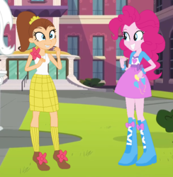 Size: 603x618 | Tagged: safe, artist:athooor33, pinkie pie, equestria girls, g4, canterlot high, crossover, duo, equestria girls-ified, luan loud, the loud house