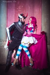 Size: 1333x2000 | Tagged: safe, artist:tai-l-rodriguez, king sombra, pinkie pie, human, g4, clothes, cosplay, costume, dress, gala dress, high heels, irl, irl human, male, photo, sandals, shipping, shoes, sombrapie, straight