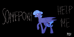 Size: 6797x3396 | Tagged: safe, artist:lrusu, princess luna, alicorn, pony, g4, absurd resolution, crying, female, mare, s1 luna, solo, walking