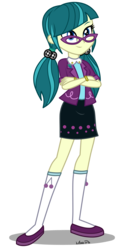 Size: 2000x3600 | Tagged: safe, artist:mixiepie, juniper montage, equestria girls, equestria girls specials, g4, my little pony equestria girls: movie magic, clothes, crossed arms, female, glasses, high res, kneesocks, pigtails, simple background, skirt, smiling, socks, solo, transparent background, vector