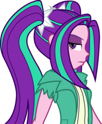 Size: 995x1211 | Tagged: safe, artist:kitana762, artist:wubcakeva, edit, aria blaze, equestria girls, g4, my little pony equestria girls: rainbow rocks, clothes, collaboration, eyeshadow, female, lidded eyes, looking back, makeup, simple background, solo, white background