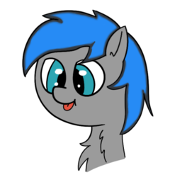 Size: 428x446 | Tagged: safe, artist:velvet rose, oc, oc only, oc:frost fang, pony, chest fluff, cute, simple background, smiling, solo, tongue out, white background