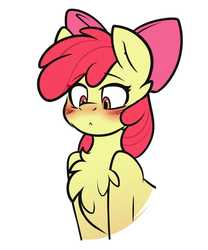 Size: 2500x3000 | Tagged: safe, artist:whitepone, apple bloom, earth pony, pony, g4, adorabloom, blushing, chest fluff, cute, female, filly, high res, simple background, solo, white background