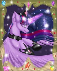 Size: 1600x2000 | Tagged: safe, artist:tillie-tmb, twilight sparkle, alicorn, pony, g4, corrupted, elements of harmony, evil, female, magic, poster, solo, twilight sparkle (alicorn)