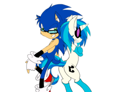 Size: 4032x3024 | Tagged: safe, artist:steelsoul, dj pon-3, vinyl scratch, pony, g4, back to back, clothes, crossover, flat colors, high res, looking at you, male, simple background, socks, sonic the hedgehog, sonic the hedgehog (series), transparent background