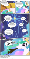 Size: 3419x6702 | Tagged: safe, artist:perfectblue97, princess celestia, princess luna, twilight sparkle, alicorn, pony, comic:without magic, g4, absurd resolution, canterlot castle, comic, food, future twilight, tea