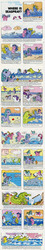 Size: 584x3238 | Tagged: safe, official comic, bow tie (g1), firefly, glory, medley, pinwheel, sea mist, seashell (g1), seaspray (g1), sparkler (g1), sprinkles (g1), surf dancer, wavedancer, windy (g1), dolphin, sea pony, g1, my little pony vol. 1, my little pony vol. 1 #3, official, beach, cloud, coat markings, comic, facial markings, mr dolphin, north wind, ocean, sea monster, star (coat marking), where is seaspray?, wind