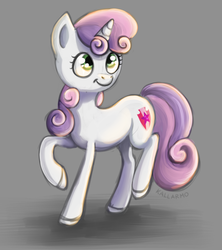 Size: 800x900 | Tagged: safe, artist:bugiling, sweetie belle, pony, g4, female, gray background, simple background, solo