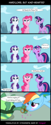 Size: 656x1586 | Tagged: safe, artist:dwaynef, editor:str1ker878, pinkie pie, rainbow dash, rarity, tank, twilight sparkle, g4, comic, floppy ears, puzzled, screencap comic