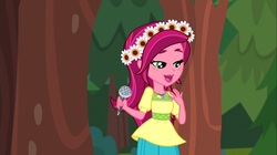 Size: 1100x618 | Tagged: safe, screencap, gloriosa daisy, equestria girls, g4, my little pony equestria girls: legend of everfree, female, lidded eyes, magical geodes, microphone, solo