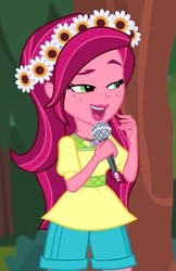 Size: 355x549 | Tagged: safe, screencap, gloriosa daisy, equestria girls, g4, my little pony equestria girls: legend of everfree, cropped, female, lidded eyes, magical geodes, microphone, solo
