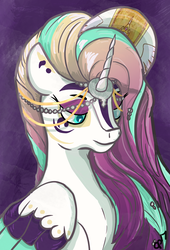 Size: 2247x3300 | Tagged: safe, artist:overlord pony, oc, oc only, oc:aurora risk, pegasus, pony, colored wings, fake horn, high res, multicolored wings, solo