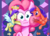 Size: 987x717 | Tagged: safe, artist:noupu, pinkie pie, rarity, pony, g4, the saddle row review, :i, angel rarity, cheek squish, devil rarity, duality, looking at you, shoulder angel, shoulder devil, squishy cheeks