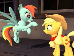 Size: 1400x1050 | Tagged: safe, artist:soad24k, applejack, rainbow dash, pony, g4, 3d, gmod, hypnosis, pocket watch