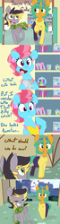 Size: 2000x7500 | Tagged: safe, artist:kryptchild, cup cake, snails, oc, oc:aero, pegasus, pony, ask glitter shell, comic:when aero met glitter, g4, aeroshell, alternate hairstyle, apron, canon x oc, clothes, colt, comic, crossdressing, date, gay, glitter shell, headband, high res, hoodie, male, offspring, pantyhose, parent:derpy hooves, parent:oc:warden, parents:canon x oc, parents:warderp, scarf, shipping, skirt, sugarcube corner, tumblr