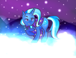 Size: 1280x981 | Tagged: safe, artist:lionsca, trixie, pony, unicorn, g4, female, grin, smiling, snow, solo