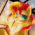 Size: 1500x1500 | Tagged: safe, artist:renokim, sunset shimmer, pony, unicorn, g4, backlighting, book, bust, colored pupils, eye reflection, female, mare, portrait, reflection, smiling, solo