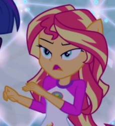 Size: 477x521 | Tagged: safe, screencap, sunset shimmer, equestria girls, g4, my little pony equestria girls: legend of everfree, cropped, female, offscreen character, ponied up, solo focus