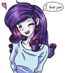 Size: 935x1048 | Tagged: safe, artist:tcn1205, rarity, human, equestria girls, g4, blushing, bronybait, cute, eyes closed, female, heart, humanized, i love you, looking at you, love, open mouth, pony coloring, raribetes, simple background, solo, white background