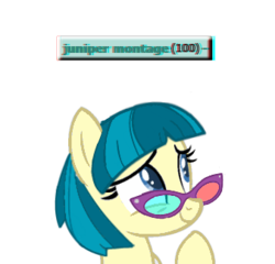 Size: 338x325 | Tagged: safe, juniper montage, earth pony, pony, equestria girls, g4, 100, 3-d glasses, 3d, anaglyph 3d, derpimilestone, equestria girls ponified, female, mare, ponified, simple background, solo, transparent background