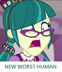 Size: 470x552 | Tagged: safe, edit, edited screencap, screencap, juniper montage, equestria girls, equestria girls specials, g4, mirror magic, cropped, female, op is a duck, op is trying to start shit, solo, worst human, worst pony