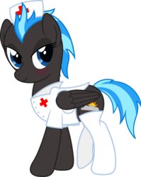 Size: 4000x5021 | Tagged: safe, artist:waveywaves, oc, oc only, oc:nimbus, pegasus, pony, absurd resolution, nurse outfit, rule 63, simple background, solo, transparent background, vector