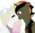 Size: 1024x982 | Tagged: safe, artist:ipandacakes, oc, oc only, oc:imperial ire, oc:valkyrie, hybrid, pony, unicorn, female, interspecies offspring, kissing, male, offspring, offspring shipping, parent:discord, parent:princess celestia, parents:dislestia, shipping, simple background, straight, transparent background, valkyrial