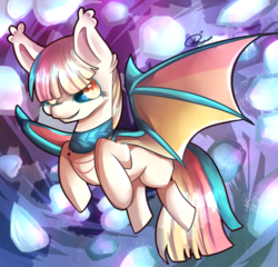 Size: 600x575 | Tagged: safe, artist:konnyart, oc, oc only, oc:summer dreams, bat pony, pony, commission, female, mare, slit pupils, smiling, solo