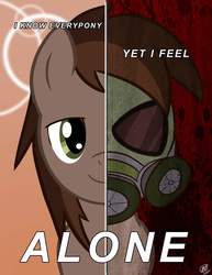 Size: 1582x2048 | Tagged: safe, artist:loreto-arts, oc, oc only, oc:toxic charm, pony, two sided posters, apocalypse, gas mask, mask, solo, split screen